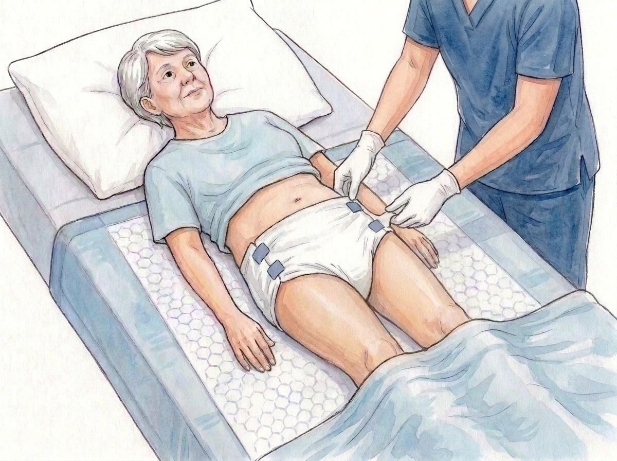 9. 把前片提到腹部，隔边贴合腹股沟